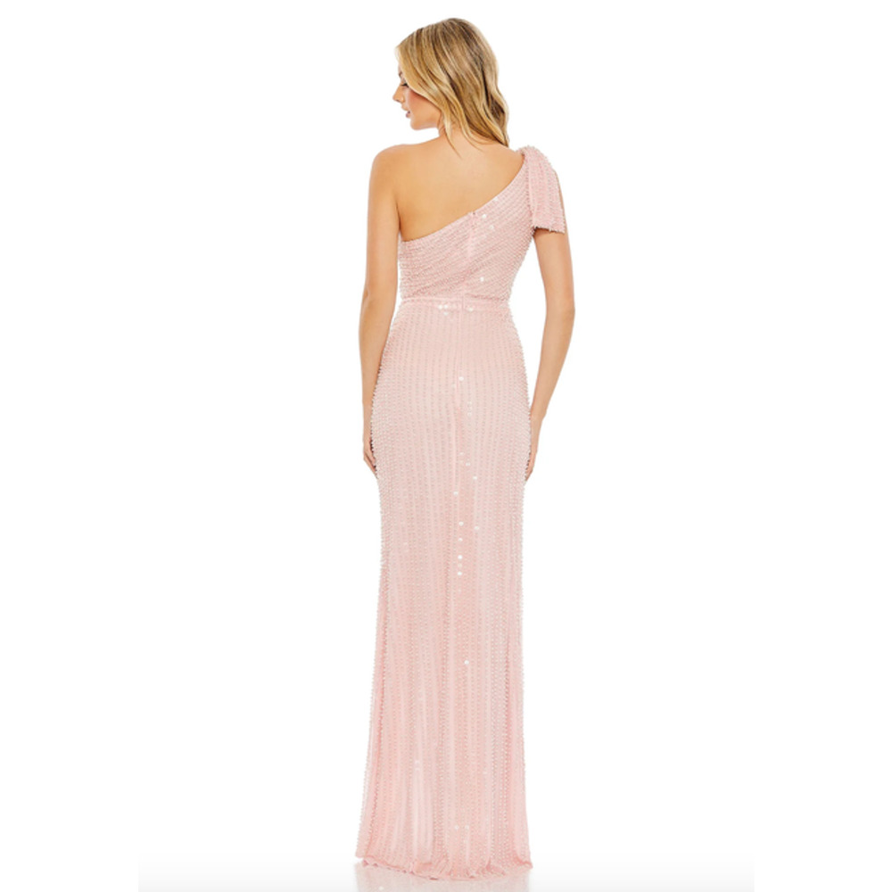 MAC DUGGAL Dress Size 2 Evening Gown Pearl Beaded Pink One Shoulder NEW - Picture 3 of 7